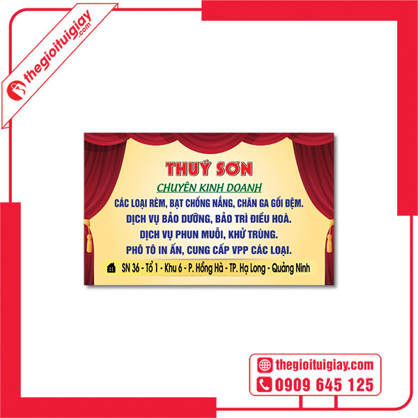 Mẫu card visit rèm cửa THÚY SƠN