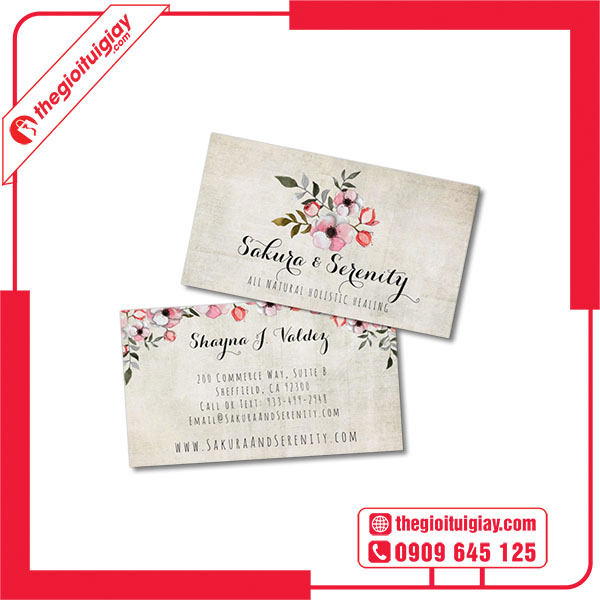 Mẫu card visit shop hoa SAKURA & SERENITY