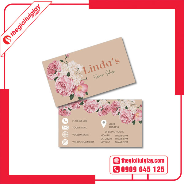 Mẫu card visit shop hoa LINDA