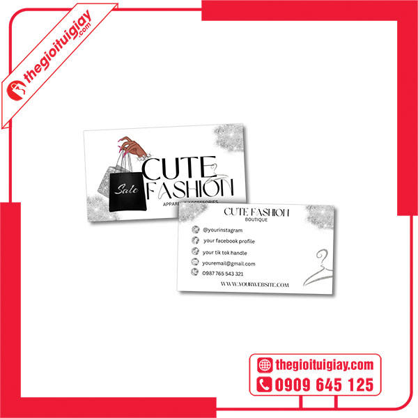 Mẫu card visit shop quần áo CUTE FASHION