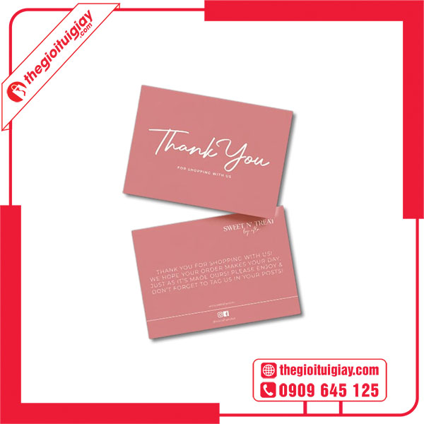 Mẫu name card cảm ơn màu hồng