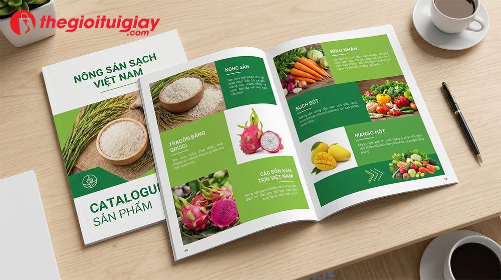 Mẫu catalogue n&ocirc;ng sản in offset sắc n&eacute;t, giữ vững độ đồng đều m&agrave;u sắc