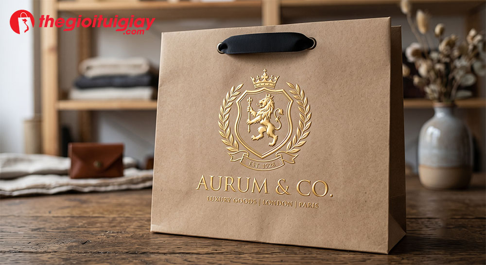 Ấn phẩm bao bì kết hợp kỹ thuật ép kim ép nhũ và dập nổi logo