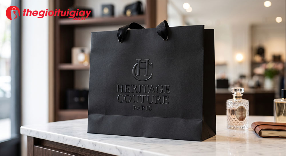 In túi giấy cao cấp dập nổi logo dành cho shop thời trang