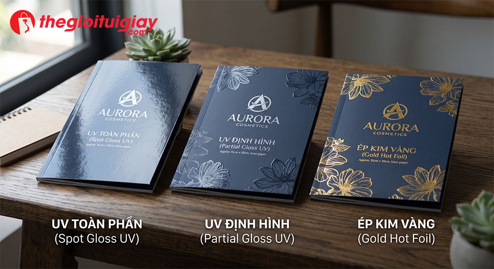 Ph&acirc;n biệt phủ UV định h&igrave;nh, to&agrave;n phần v&agrave; &eacute;p kim tr&ecirc;n bao b&igrave;