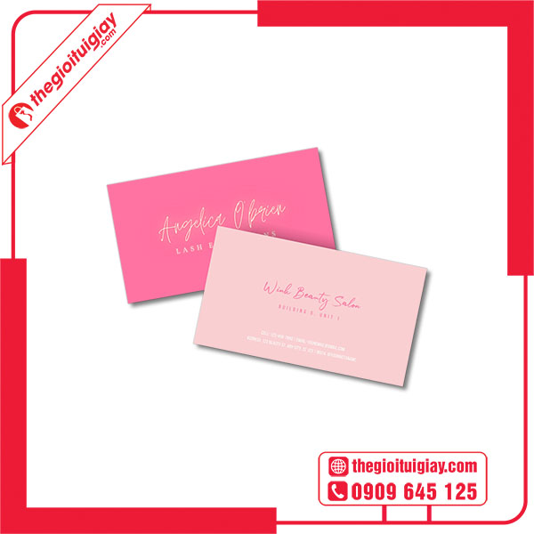 Mẫu card visit màu hồng cho tiệm salon