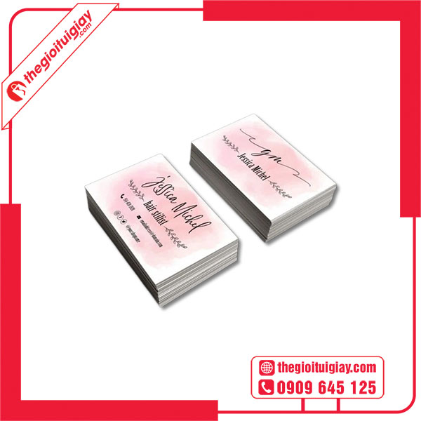 Mẫu card visit màu hồng Jessica Michel