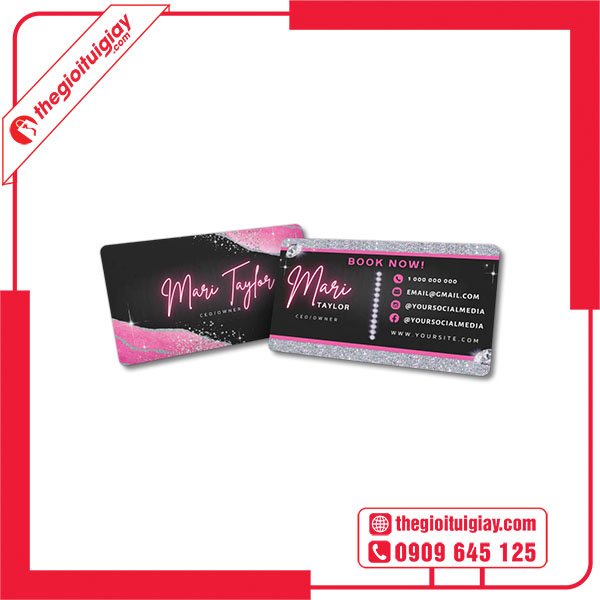 Mẫu card visit màu hồng Mari Taylor