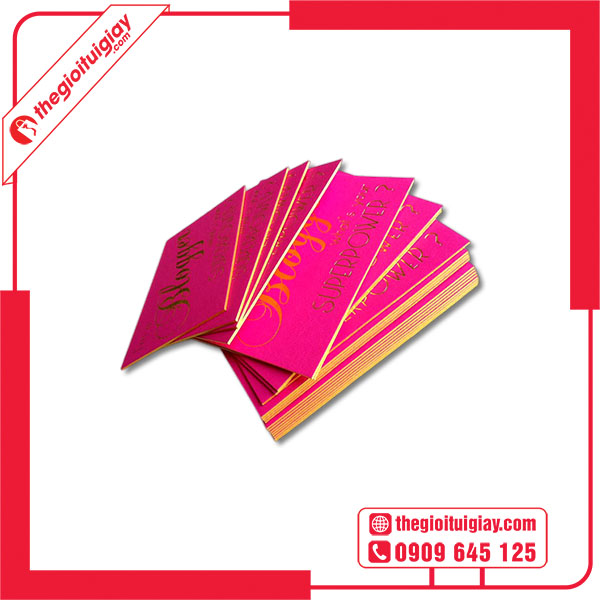 Mẫu card visit màu hồng giấy mỹ thuật