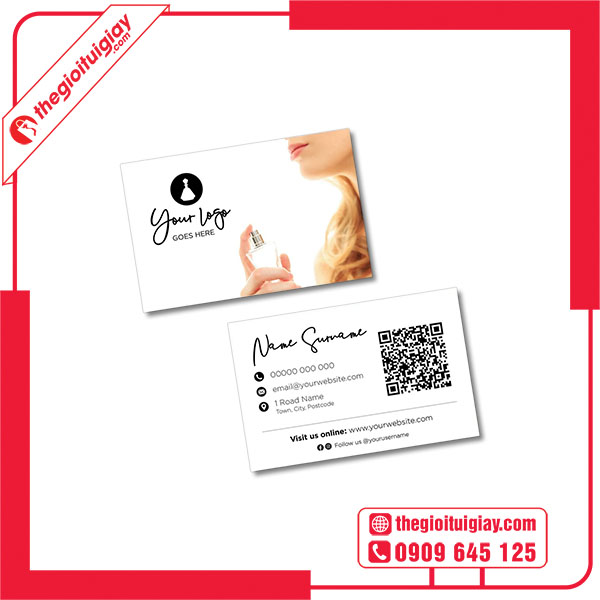 Mẫu card visit nước hoa in mã QR