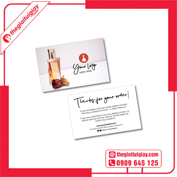 Mẫu card visit nước hoa kèm lời cảm ơn