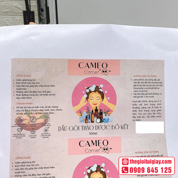 Mẫu tem nhãn Dầu gội thảo dược bồ kết