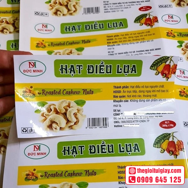 Mẫu tem nhãn Hạt điều lụa