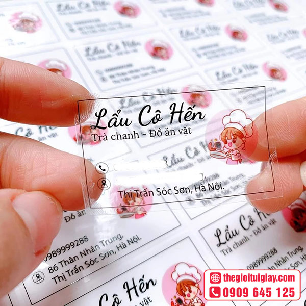 Mẫu tem nhãn decal trong suốt Lẩu Cô Hến