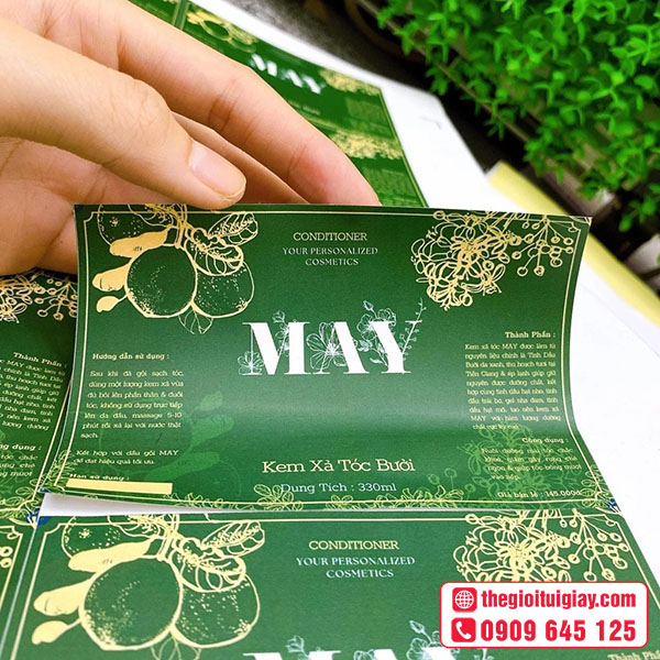 Mẫu tem nhãn Kem xả tóc bưởi MAY