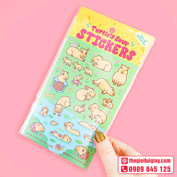 Mẫu sticker capybara bế demi