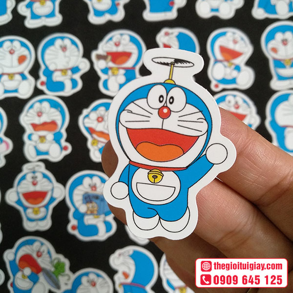 Mẫu sticker Doraemon xin chào mọi người