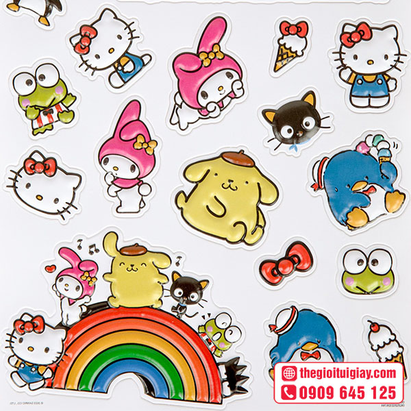 Mẫu sticker Hello Kitty bế demi