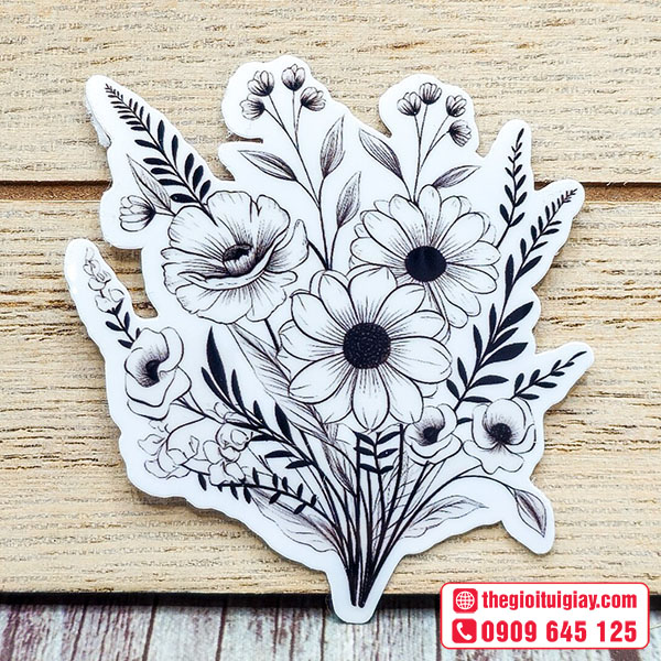 Mẫu sticker hoa đen trắng