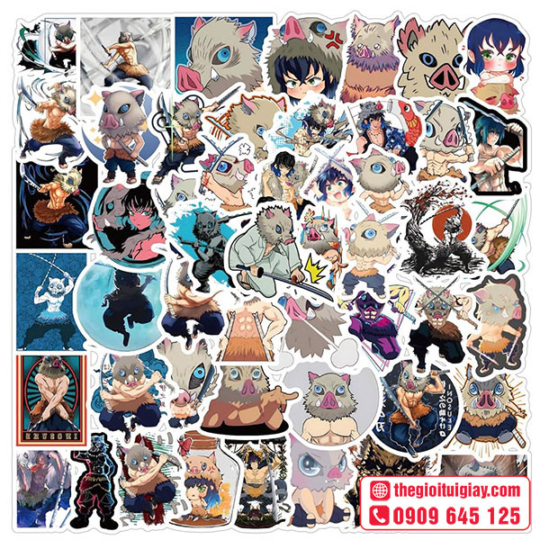 Mẫu sticker Kimetsu no Yaiba nhân vật Hashibira Inosuke (嘴平 伊之助)