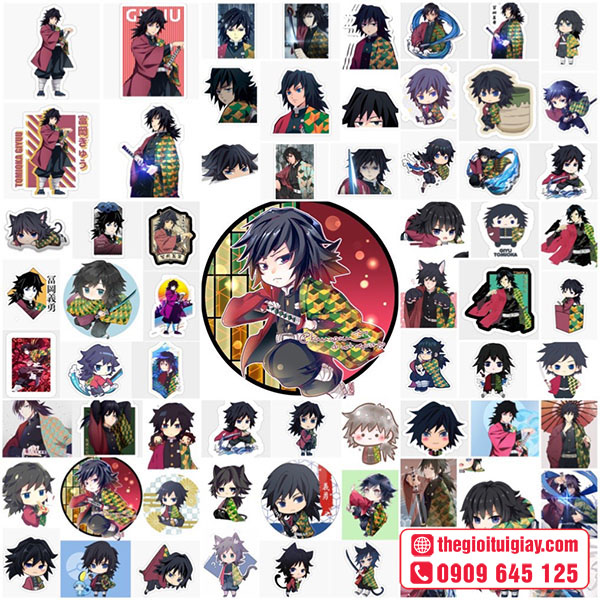 Mẫu sticker Kimetsu no Yaiba nhân vật Tomioka Giyu (Thủy Trụ)
