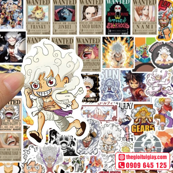 Mẫu sticker Luffy Gear 5 đang chạy
