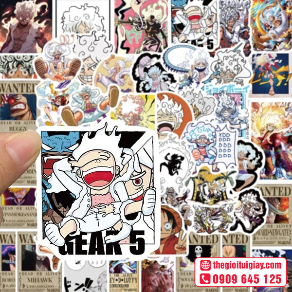 Mẫu sticker Luffy Gear 5 cười te toét