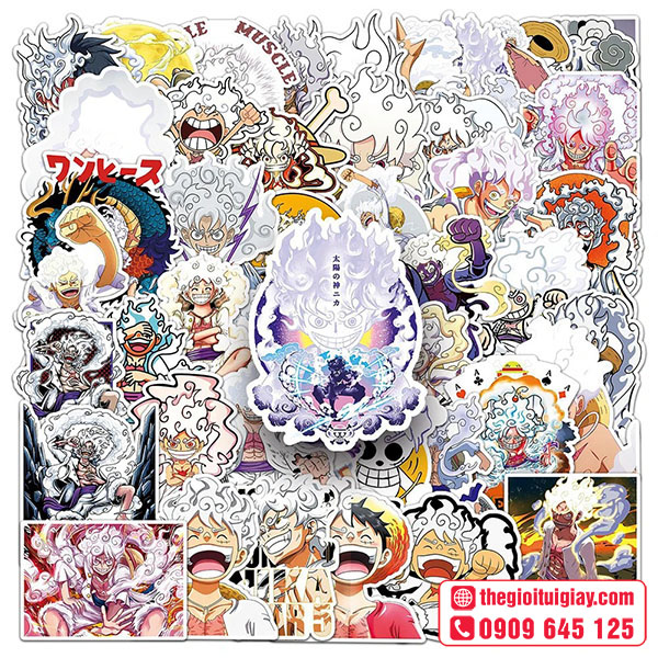 Mẫu sticker Luffy Gear 5 tối thượng