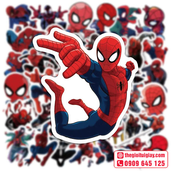 Mẫu sticker Spiderman đang đu tơ