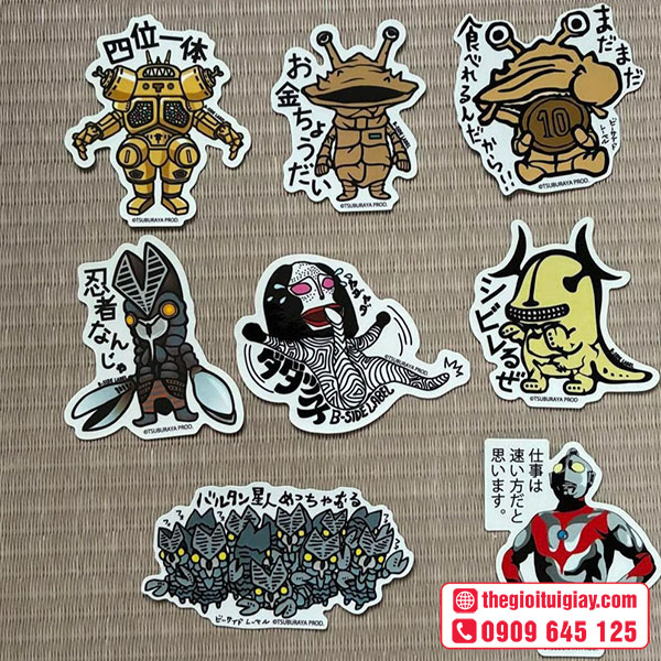 Mẫu sticker Ultraman và quái vật