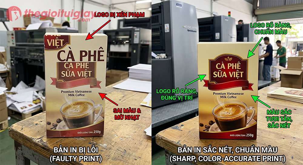 So sánh ấn phẩm khi xuất file in ấn chuẩn và file thiết kế chưa đạt chuẩn