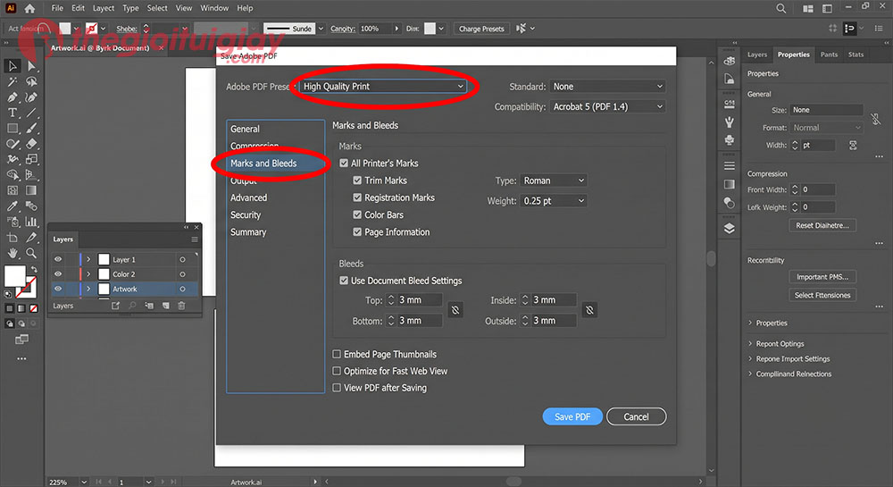 Hướng dẫn xuất định dạng PDF chất lượng cao trong phần mềm Adobe Illustrator
