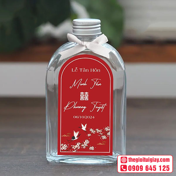 Mẫu tem dán chai nước lễ tân hôn Minh Tấn & Phương Tuyết