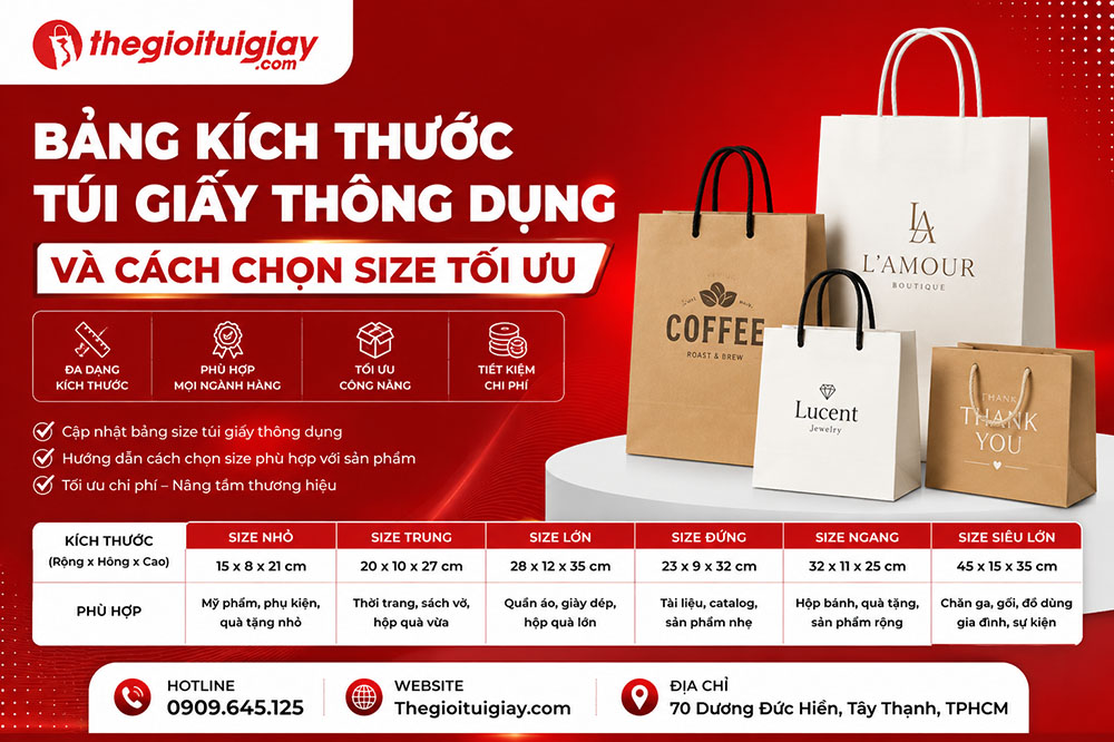 Bảng Kích Thước Túi Giấy Thông Dụng Và Cách Chọn Size Tối Ưu