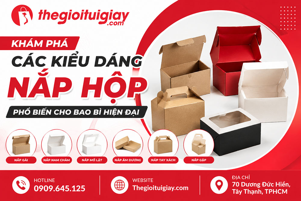 Khám Phá Các Kiểu Dáng Nắp Hộp Phổ Biến Cho Bao Bì Hiện Đại