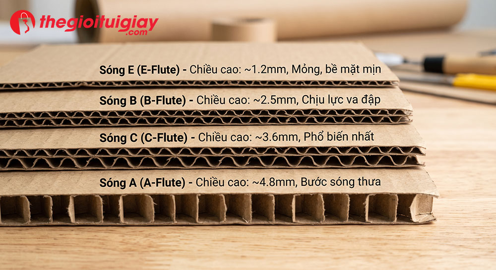 Cấu trúc các loại hộp giấy carton sóng A B C E
