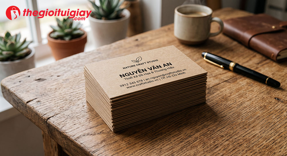 Mẫu giấy in name card Kraft mang phong cách mộc mạc vintage