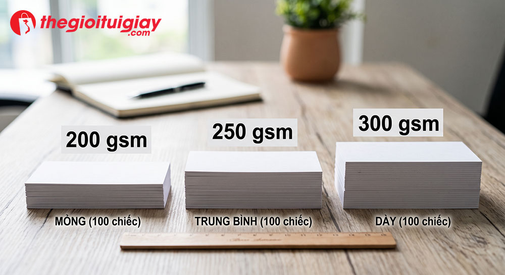 Phân biệt độ cứng và định lượng gsm tiêu chuẩn của giấy in name card