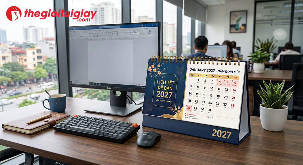 Mẫu lịch tết để bàn chữ A đẹp cho doanh nghiệp