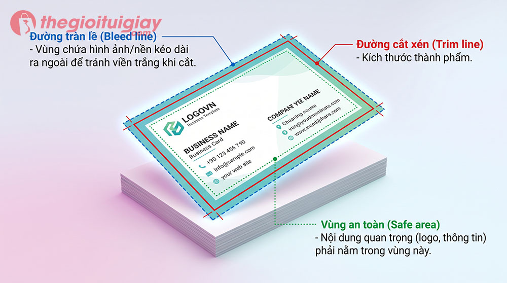 Hướng dẫn thiết lập vùng an toàn safe zone và lề bleed trong thiết kế name card
