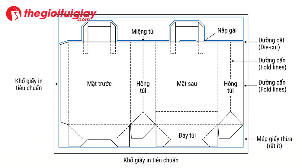 Bí quyết chọn size túi giấy vừa khổ in giúp tối ưu chi phí gia công