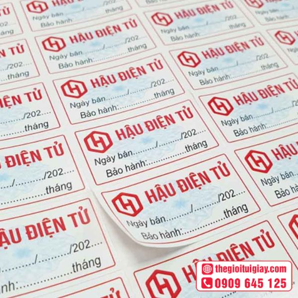 Mẫu hình ảnh tem bảo hành Hậu Điện Tử - màu sắc đồng đều, sắc nét