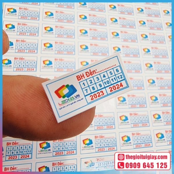 Mẫu tem bảo hành có logo và slogan của doanh nghiệp