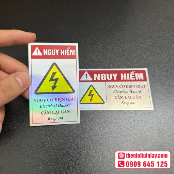  Mẫu tem cảnh báo điện giật hologram 