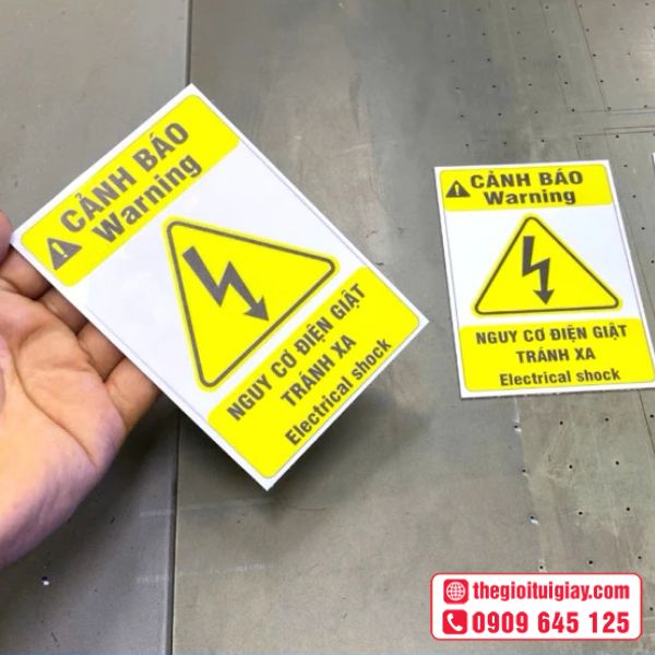 Mẫu tem cảnh báo điện giật theo yêu cầu