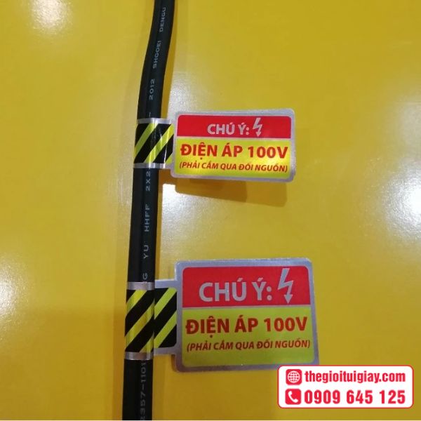 Mẫu tem dán thiết bị điện nguy hiểm