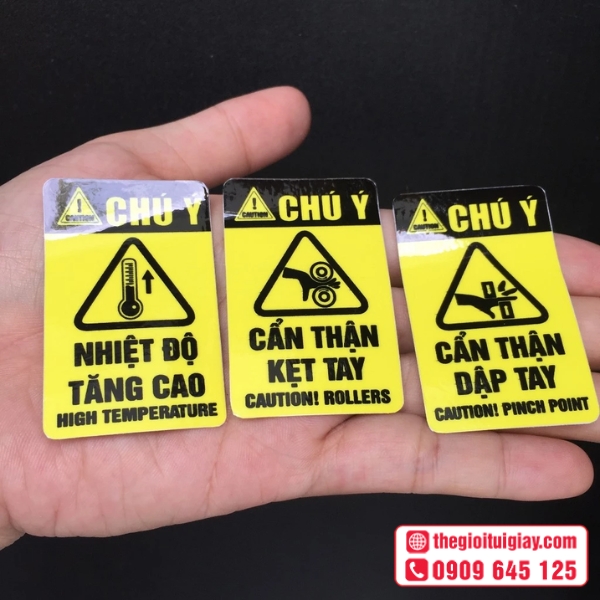  Mẫu tem cảnh báo kẹp tay màu vàng đen tiêu chuẩn 