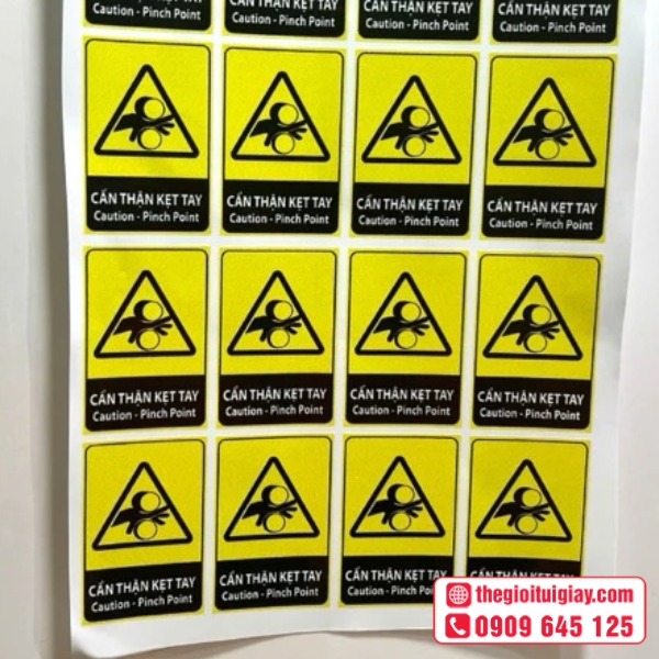  Mẫu tem cảnh báo kẹp tay dùng cho máy ép công nghiệp 