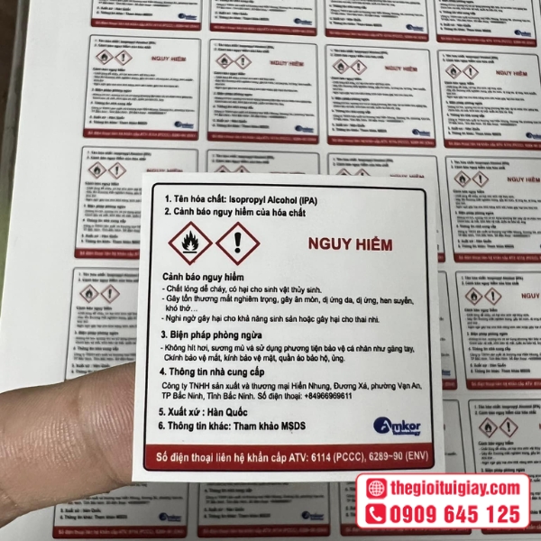 Mẫu tem cảnh báo nguy hiểm hóa chất dễ cháy nổ