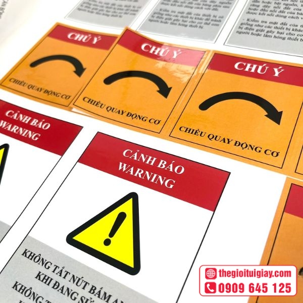 Mẫu tem cảnh báo nguy hiểm dùng trong nhà xưởng
